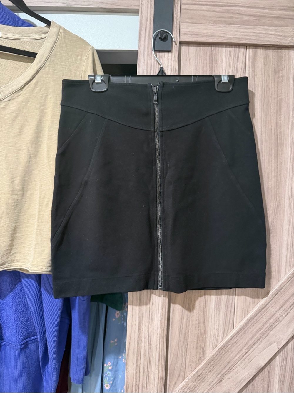 Talula Black Front-Zip Mini Skirt